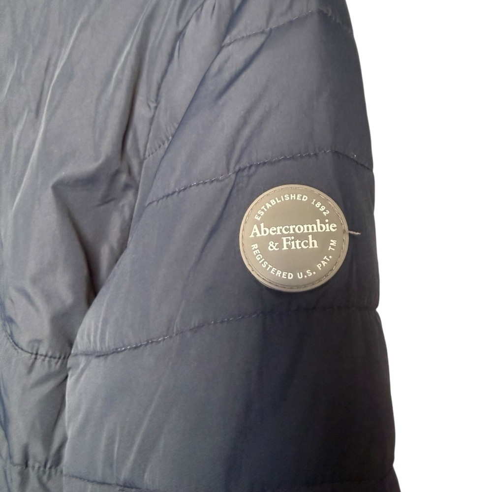 Abercrombie Kids Fleece Lined Puffer Coat Jacket Boys 15/16 Navy Water Resistant - Picture 5 of 15